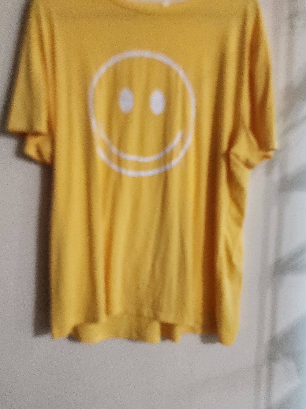 Yellow Smiley Face Graphic Short Sleeve T-Shirt Relaxed Fit Size XXL